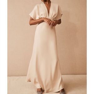 BHLDN bridesmaids dress in champagne